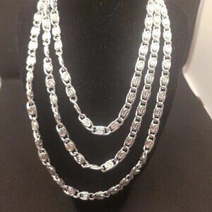Vintage Germany Aluminum Silver Tone Lightweight Snail Chain Necklace 53"